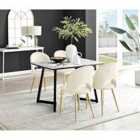 Furniture Box Carson White Marble Effect Dining Table and 4 Cream Arlon Gold Leg Chairs