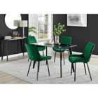 Furniture Box Malmo Glass and Black Leg Dining Table & 4 Green Pesaro Black Leg Chairs