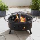Astral 2-in-1 Fire Pit with BBQ with Spark Guard & Poker