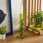 Green Glass Candlestick Holder