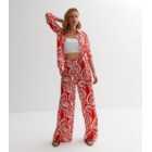 Red Paisley Wide Leg Trousers