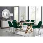 Furniture Box Taranto Oak Effect Dining Table and 6 Green Pesaro Silver Leg Chairs