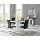Furniture Box Palma White High Gloss Round Dining Table and 4 Black Lorenzo Chairs