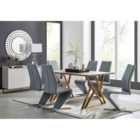 Furniture Box Taranto Oak Effect Dining Table and 6 Grey Willow Chairs