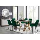 Furniture Box Taranto Oak Effect Dining Table and 6 Green Pesaro Black Leg Chairs