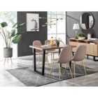 Furniture Box Kylo Brown Wood Effect Dining Table and 4 Cappuccino Corona Gold Leg Chairs