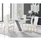 Furniture Box Monza 4 White/Grey Dining Table and 4 White Gold Leg Milan Chairs