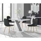Furniture Box Monza 4 White/Grey Dining Table and 4 Black Corona Gold Leg Chairs