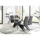Furniture Box Leonardo Black Leg Glass Dining Table and 4 Black Willow Chairs