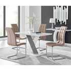 Furniture Box Monza 4 White/Grey Dining Table and 4 Cappuccino Murano Chairs