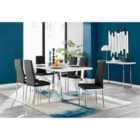 Furniture Box Kylo White High Gloss Dining Table and 6 Black Milan Chrome Leg Chairs