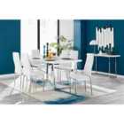 Furniture Box Kylo White High Gloss Dining Table and 6 White Milan Chrome Leg Chairs