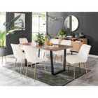 Furniture Box Kylo Brown Wood Effect Dining Table and 6 Cream Pesaro Gold Leg Chairs