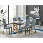 Furniture Box Taranto White High Gloss Dining Table and 6 Grey Milan Black Leg Chairs