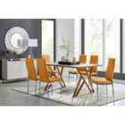 Furniture Box Taranto Oak Effect Dining Table and 6 Mustard Milan Chairs