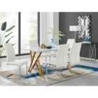 Furniture Box Taranto White High Gloss Dining Table and 6 White Lorenzo Chairs