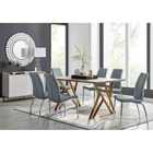 Furniture Box Taranto Oak Effect Dining Table and 6 Grey Isco Chairs