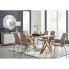 Furniture Box Taranto Oak Effect Dining Table and 6 Cappuccino Isco Chairs