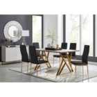 Furniture Box Taranto Oak Effect Dining Table and 6 Black Gold Leg Milan Chairs