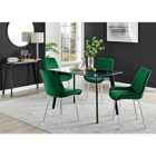 Furniture Box Malmo Glass and Black Leg Dining Table & 4 Green Pesaro Silver Chairs