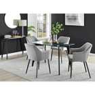Furniture Box Malmo Glass and Black Leg Dining Table & 4 Grey Calla Black Leg Chairs