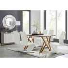 Furniture Box Taranto Oak Effect Dining Table and 6 White Willow Chairs