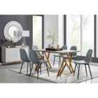 Furniture Box Taranto Oak Effect Dining Table and 6 Grey Corona Black Leg Chairs