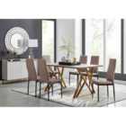 Furniture Box Taranto Oak Effect Dining Table and 6 Cappuccino Milan Black Leg Chairs