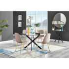 Furniture Box Novara Glass Dining Table and 4 Brown Chairs