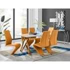 Furniture Box Taranto White High Gloss Dining Table and 6 Mustard Willow Chairs