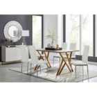 Furniture Box Taranto Oak Effect Dining Table and 6 White Milan Chairs