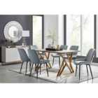 Furniture Box Taranto Oak Effect Dining Table and 6 Grey Pesaro Black Leg Chairs