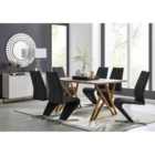 Furniture Box Taranto Oak Effect Dining Table and 6 Black Willow Chairs