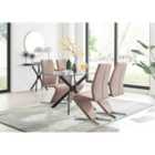 Furniture Box Leonardo Black Leg Glass Dining Table and 4 Cappuccino Willow Chairs