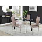 Furniture Box Malmo Glass and Black Leg Dining Table & 4 Cappuccino Milan Chrome Leg Chairs