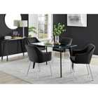 Furniture Box Malmo Glass and Black Leg Dining Table & 4 Black Calla Silver Leg Chairs