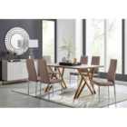 Furniture Box Taranto Oak Effect Dining Table and 6 Cappuccino Milan Chairs