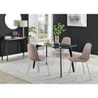 Furniture Box Malmo Glass and Black Leg Dining Table & 4 Cappuccino Corona Silver Chairs