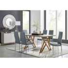 Furniture Box Taranto Oak Effect Dining Table and 6 Grey Milan Chairs