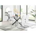 Furniture Box Leonardo Black Leg Glass Dining Table and 4 White Lorenzo Chairs