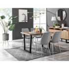 Furniture Box Kylo Brown Wood Effect Dining Table and 4 Grey Pesaro Silver Chairs