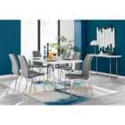 Furniture Box Kylo White High Gloss Dining Table and 6 Grey Isco Chairs