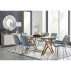 Furniture Box Taranto Oak Effect Dining Table and 6 Grey Pesaro Silver Leg Chairs