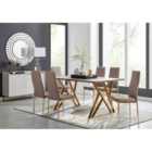 Furniture Box Taranto Oak Effect Dining Table and 6 Cappuccino Gold Leg Milan Chairs