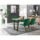 Furniture Box Kylo Brown Wood Effect Dining Table and 4 Green Pesaro Gold Leg Chairs