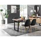 Furniture Box Kylo Brown Wood Effect Dining Table and 4 Black Corona Gold Leg Chairs