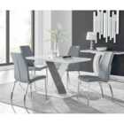 Furniture Box Monza 4 White/Grey Dining Table and 4 Grey Isco Chairs