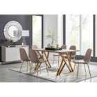 Furniture Box Taranto Oak Effect Dining Table and 6 Cappuccino Corona Gold Leg Chairs