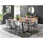Furniture Box Kylo Brown Wood Effect Dining Table and 6 Grey Corona Black Leg Chairs