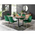 Furniture Box Kylo Brown Wood Effect Dining Table and 6 Green Pesaro Gold Leg Chairs